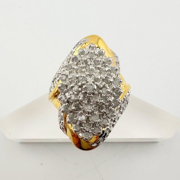 Marquise Cut 1.00 Ct Diamond Cluster Ring Size 8 - Picture 1 of 16